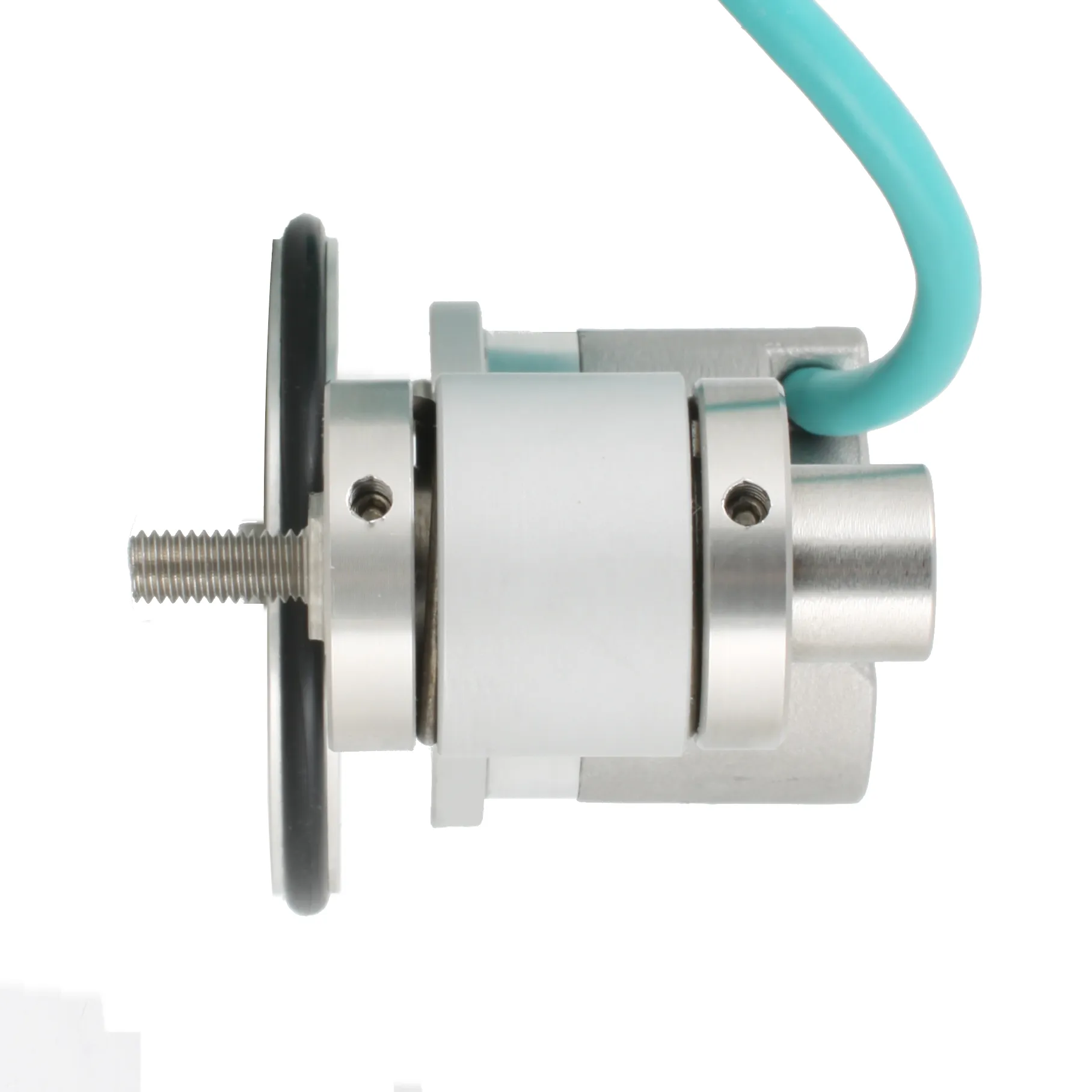 Инкрементальный энкодер D=40мм с мерным колесом L=200мм, контактная поверхность - резина, профиль гладкий, 1имп/1мм, 5…30VDC, выход HTL, IP64, -20…+85°C, тангенциальный кабель 2м