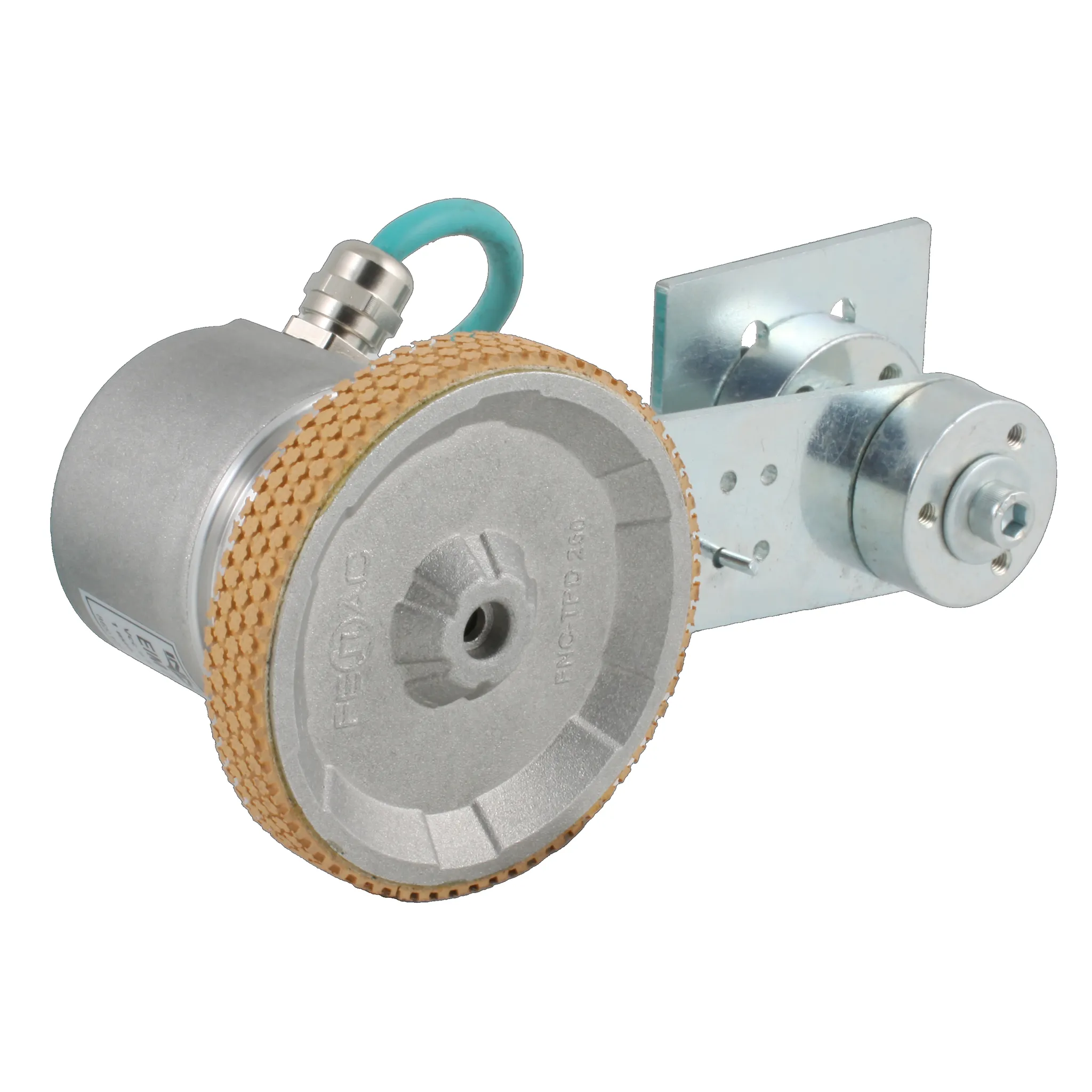 Инкрементальный энкодер D=50мм с мерным колесом L=250мм, контактная поверхность - резина, профиль ребристый, 1имп/0,5мм, 5…30VDC, выход HTL, IP64, -20…+85°C, радиальный кабель 2м