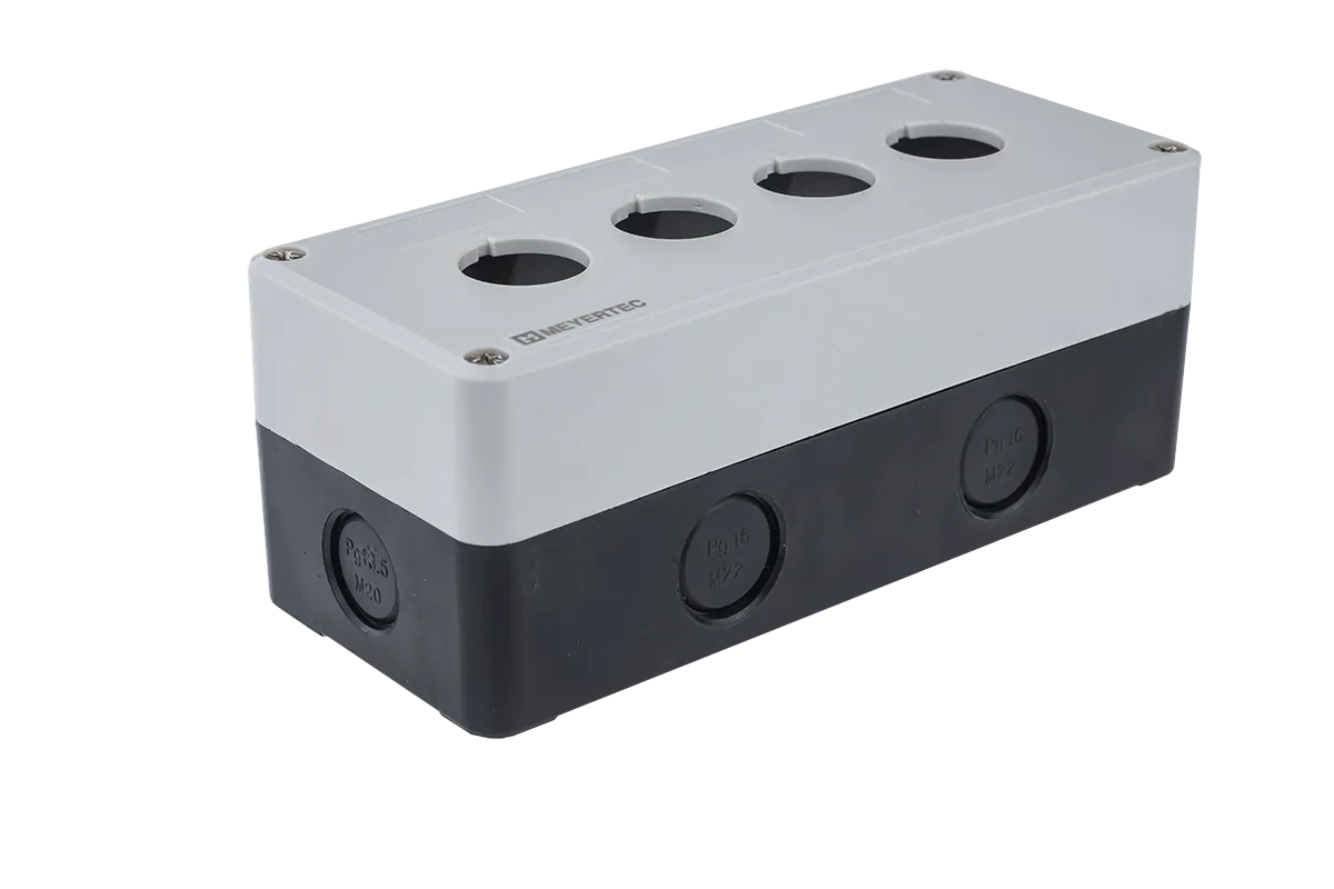 Корпус кнопочного поста, 4 отверстия, серый, IP54