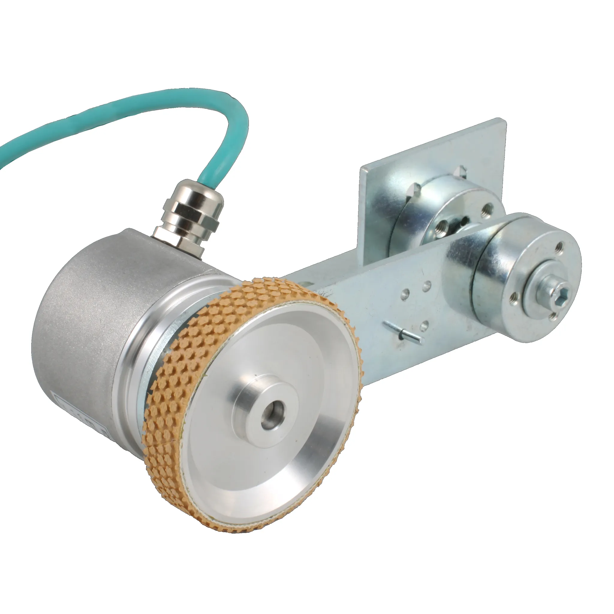 Инкрементальный энкодер D=50мм с мерным колесом L=200мм, контактная поверхность - резина, профиль ребристый, 1имп/0,5мм, 5…30VDC, выход HTL, IP64, -20…+85°C, радиальный кабель 2м