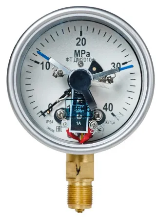 Вакуумметры, мановакуумметры, манометры электроконтактные пылевлагозащищенные ДВ2010ф, ДА2010ф, ДМ2010ф IP54(IP65) (Диаметр: 100 мм)