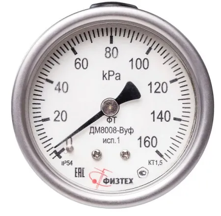 Вакуумметры, мановакуумметры, манометры виброустойчивые ДВ8008-ВУф, ДА8008-ВУф, ДМ8008-ВУф исп 1 (Диаметр: 63 мм)