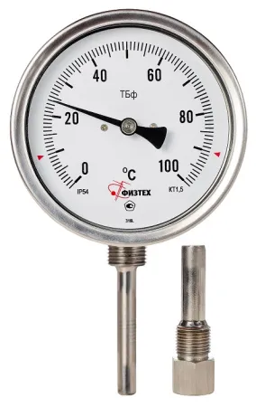 Термометры биметаллические коррозионностойкие ТБф-221 с возможностью гидрозаполнения (Диаметр: 80 мм, 100 мм, 160 мм)