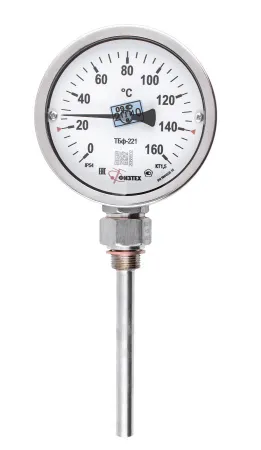 Термометры биметаллические коррозионностойкие ТБф-221 с возможностью гидрозаполнения (Диаметр: 80 мм, 100 мм, 160 мм)